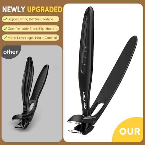 Toenail Clippers for Thick Toenails, Long Handle Nail Clippers for Seniors, Large Fingernail Clipper Angled Head with Catcher, Ergonomic Wide Jaw Opening Heavy Duty Cutter for Men Women