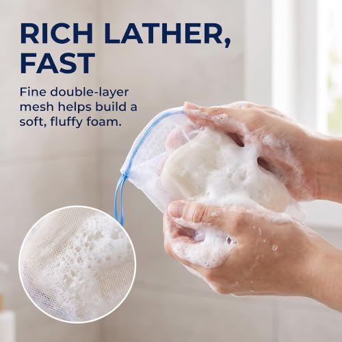 10 Pack Mesh Soap Saver Bags with Drawstring for Shower and Travel