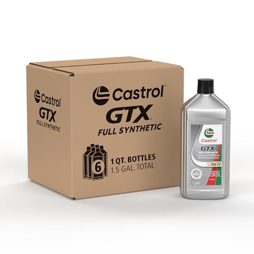 Castrol GTX Full Synthetic 5W-20 Motor Oil, 1 Quart, Pack of 6