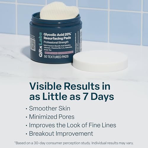 QRxLabs Glycolic Acid 20% Resurfacing Pads - 50ct