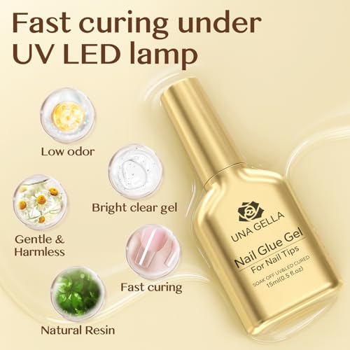 UNA GELLA 6 in 1 Gel Nail Glue for Acrylic Nails - 2Pcs 15ml