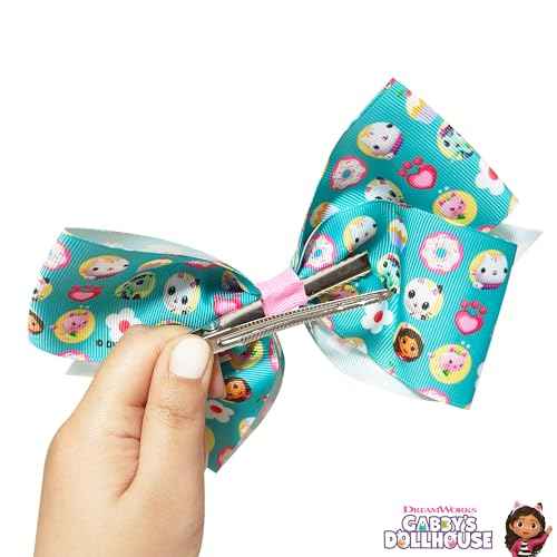 LUV HER Gabby's Dollhouse Single Hair Bow For Girls - One Large Printed Hair Bow Featuring Gabby's Favorite Characters - Alligator Clip - Hair Bows for Daily Styling or Special Occasion, Ages 3+