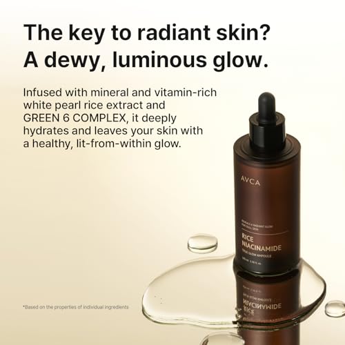 AVCA Rice + Niacinamide Serum - Radiance-Boosting Face Serum with Rice Extract, 5% Niacinamide, Lightweight Hydration, Helps Refine The Look of Texture & Oil, 100 mL (3.38 fl oz)