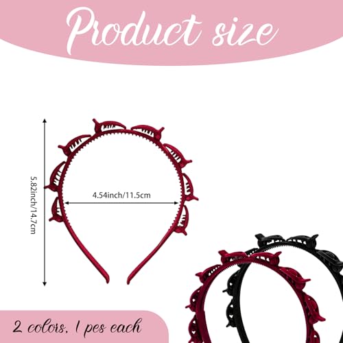 2 Pcs Butterfly Clip Headbands for Women - Non-Slip Hair Accessories