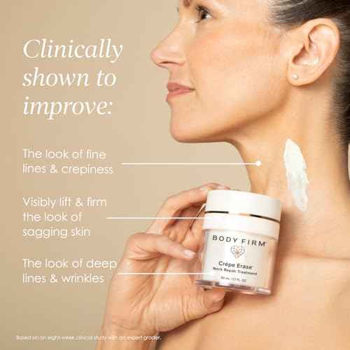BODY FIRM Crepe Erase Neck Repair Treatment, Anti Aging Retinol Cream with Peptides, Shea Butter, Vitamin E, Squalane Oil, Wrinkle Cream for Crepey Skin Care and Firming Elasticity, 1.7 FL Oz