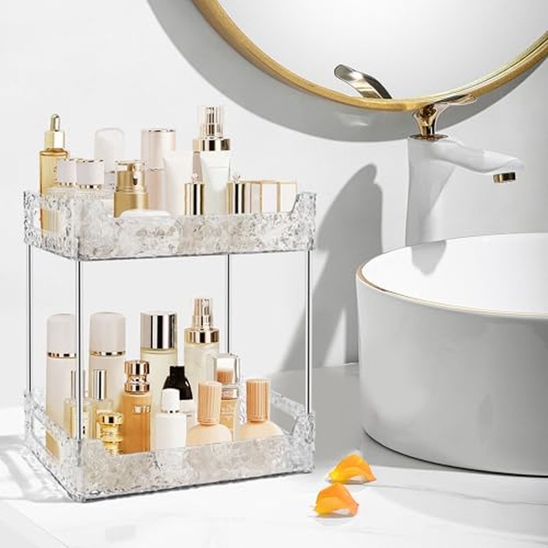 2-Tier Bathroom Counter Organizer - Clear Makeup & Skincare Storage