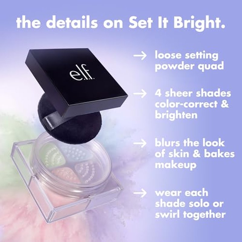 e.l.f. Set It Bright Powder Quad - Vegan Loose Setting Powder