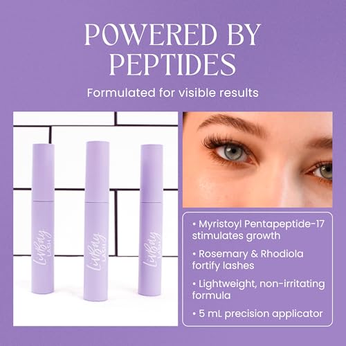 LivBay Thicky Thick Lash Growth Serum, Eyelash Growth Serum with Peptides & Botanicals, Lash Booster for Longer, Fuller & Thicker Lashes, Compatible with Extensions, 5ml