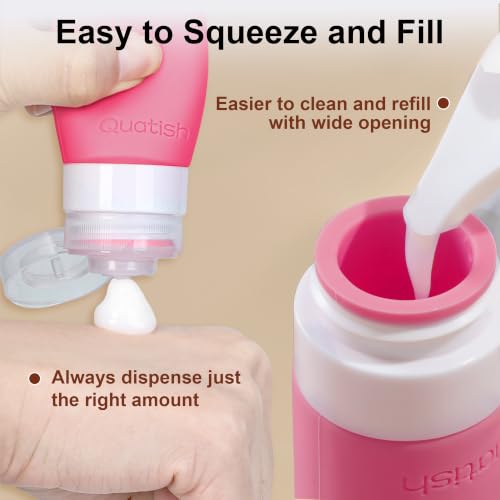 Quatish 15 Pack TSA Approved Travel Bottles Set - Leak Proof Silicone Toiletry Containers