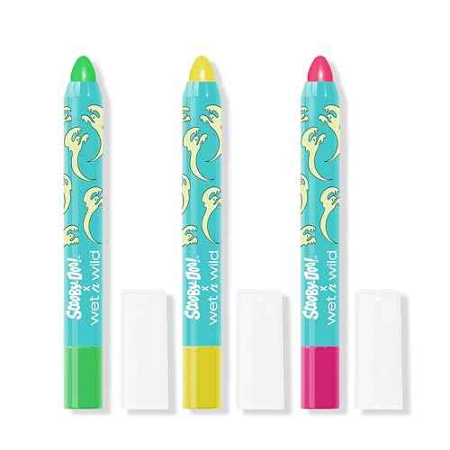 wet n wild Scooby Doo UV Glow Crayon Set, 3-Piece Face & Body Makeup Kit, Neon Colors that Glow Under UV Light, Infused with Vitamin E, Cruelty-Free & Vegan - Glow Madness