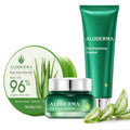 Aloderma Basic Aloe Brightening Skin Care Set - 4 Pieces - Cleanser, Cream, 200g Aloe Vera Gel x 2pcs
