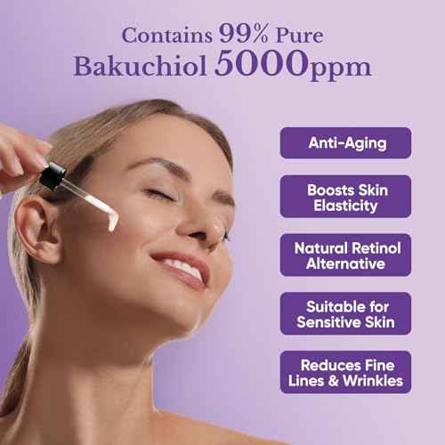 Bakuchiol Retinol Serum for Face - Retinol Alternative for Sensitive Skin with Vitamin E, Hyaluronic Acid, Collagen, Serum for Anti-Aging, Wrinkle Reduction Skin Firming & Smoothing 1 oz