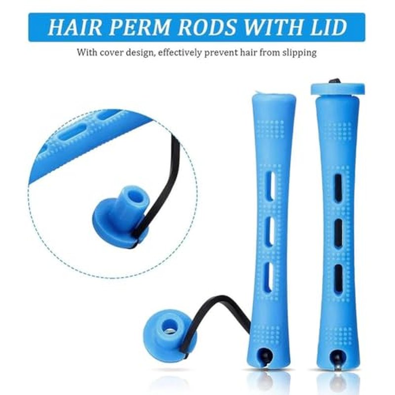 60 Pcs Blue Short Perm Rods for Natural Hair Styling