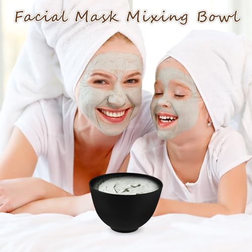 8 Pcs Silicone Facial Mask Mixing Bowl Face Mask Bowl for Women Cosmetic Mixing DIY Skin Care - Black