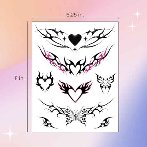 Tramp Stamp Temporary Tattoos | Y2K Edgy Cybersigilism | Realistic Waterproof Fake Tats | Festival, Bachelorette, Halloween, Birthday Favors, Accessories