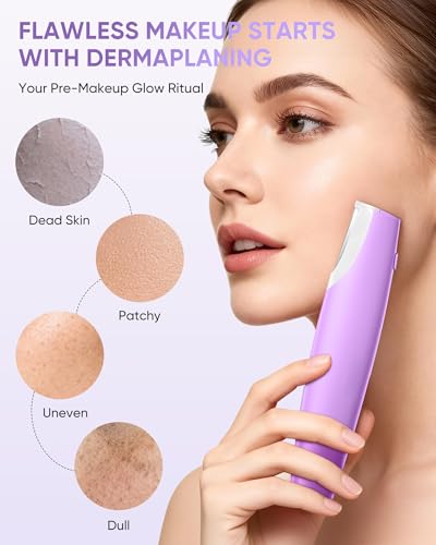 Sonic Dermaplaning Tool for Women Face with LED Light & 8 Blades