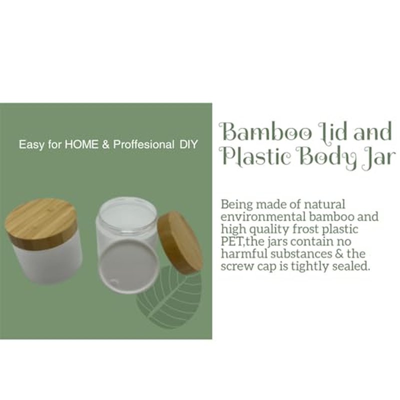 16oz Bamboo Lid Jar - Refillable Plastic Cosmetic Container for Creams