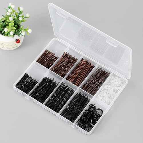 400PCS Brown and Black Bobby Pins Kit with Hair Bands, 1.38inch 2inch 2.36inch Bobby Pins and 2.36inch U Shape Hair Pins for Women