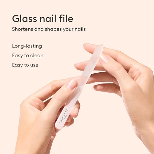 Glass Nail File Buffer & Cuticle Pusher Set for Manicure - Reusable Professional Nail Tools