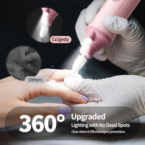 Cordless Electric Toenail Grinder with LED Light - 15 Speeds & USB-C Rechargeable