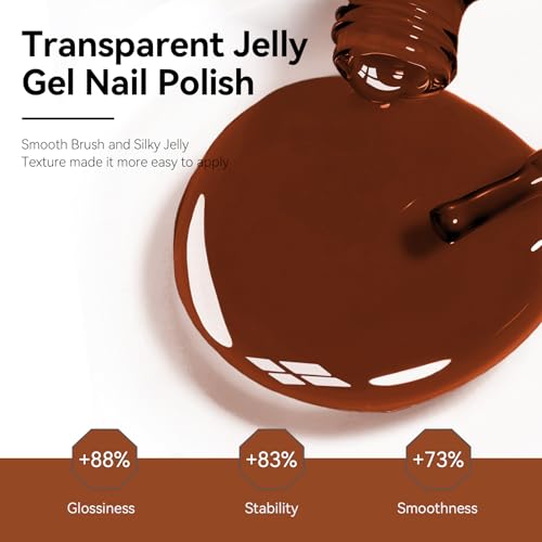 MEGIOR Jelly Gel Nail Polish - 0.5 Fl Oz Caramel Brown