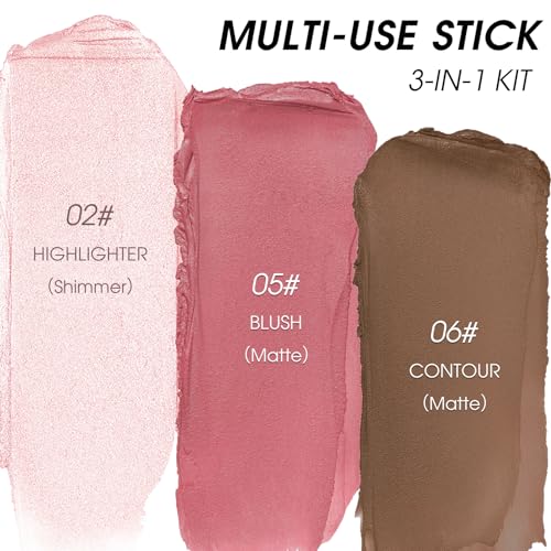 3-Pc Cream Contour Stick Kit - Blush, Highlighter & Bronzer