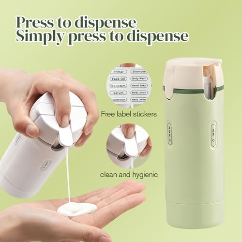 Green 4 in 1 Travel Dispenser Bottles - Leak-Proof 30ML Toiletry Set with Measurement & Labels