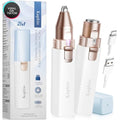 Facial Hair Removal for Women: 2 in 1 Electric Hair Removal Device for Chin Upper Lip Peach Fuzz & Rechargeable Eyebrow Trimmer for Shape Brows with Light (Blue)
