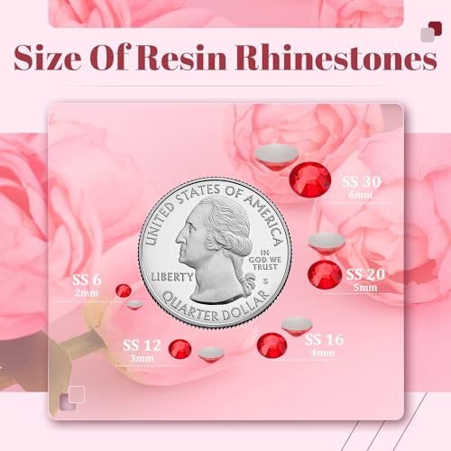 5000 Pcs Red 3mm Flatback Resin Rhinestones Bulk Set with Pickup Pen & Tweezers