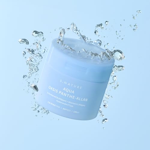 S.NATURE AQUA OASIS PANTHE-ALLAN CALMING PAD 60 Pads, 190ml | Exfoliating, Pore Care, Cooling, Soothing, Hydrating | 6.42Fl Oz