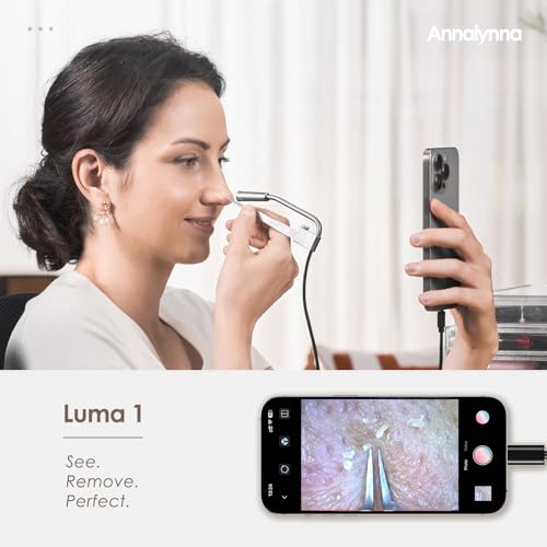 Luma 1 Visual Blackhead Remover Tweezers with Camera - Pimple Popper Tool with Camera 20x Magnification, 1080P, 8 LED Lights, with Blackhead Remover Pimple Popper Tool Kit (6 Piece Kit),Gray Blue
