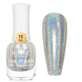 MIZHSE Holographic Nail Polish - Silver Glitter, Air Dry 15ml