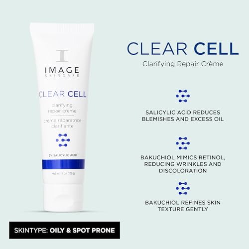 IMAGE Skincare, CLEAR CELL Clarifying Repair Cr?me, Face Night Cream Gel Moisturizer for Oily Prone Skin
