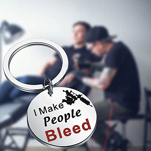AKTAP Tattoo Lover Keychain - Tattooer Jewelry Body Art Modification Gift for Artists I Make People Bleed