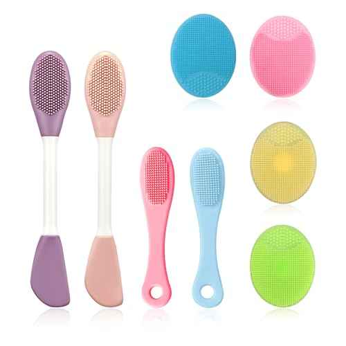 Ultra Soft Silicone Face Scrubber Set - 8 Piece Manual Gentle Facial Cleansing Brush & Pore Exfoliator, Deep Cleansing and Travel-Friendly