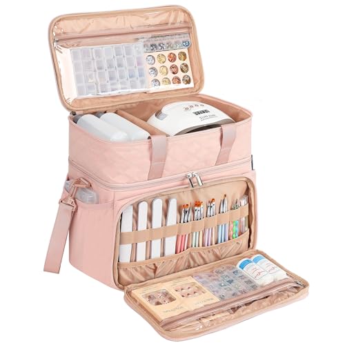 HOMEST Nail Polish Organizer - 80 Bottle Capacity with Lamp Storage