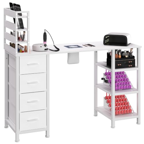 LIVEHOM Manicure Table with Dust Collector & Power Outlets