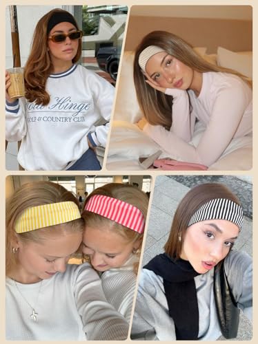 TERSE Stripe Headbands for Women, 6-Pack Y2K