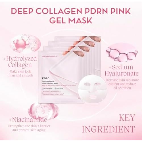 KOEC Deep Collagen PDRN Pink Gel Mask, Moisturizing Face Treatment with Niacinamide, Peptide Essence, Hydrolyzed Collagen, 36g