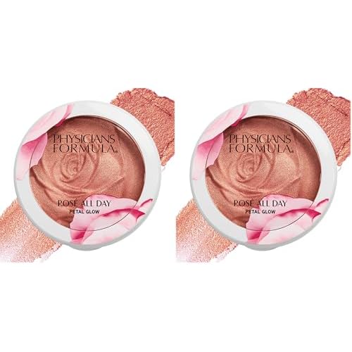 Physicians Formula Ros? All Day Highlighter Blush Face Powder, Blush Petal Glow, Shimmering Rose, Dermatologist Tested, Clinicially Tested (Pack of 2)