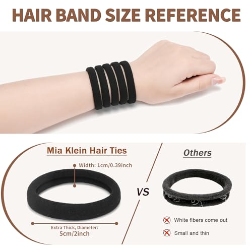 Mia Klein Extra Thick Black Hair Ties - 100 Count, Seamless Ponytail Holders
