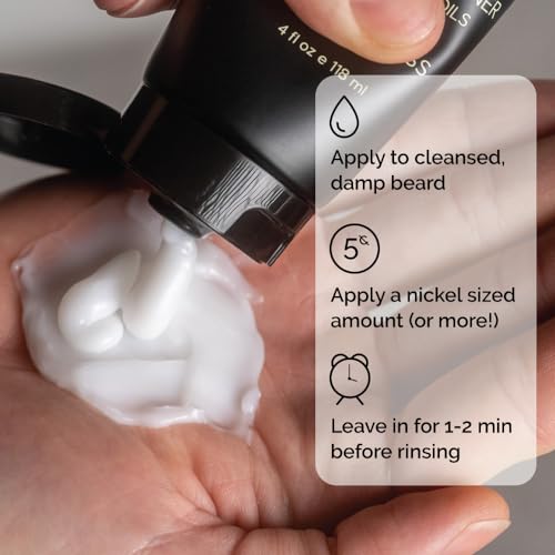 ZEUS Italian Cypress Beard Conditioner Wash with Essential Oils for Men, Deep Cleansing Hydration for Softer Facial Hair with Avocado, Aloe Vera & Jojoba Oil (Made in USA) 4 oz.