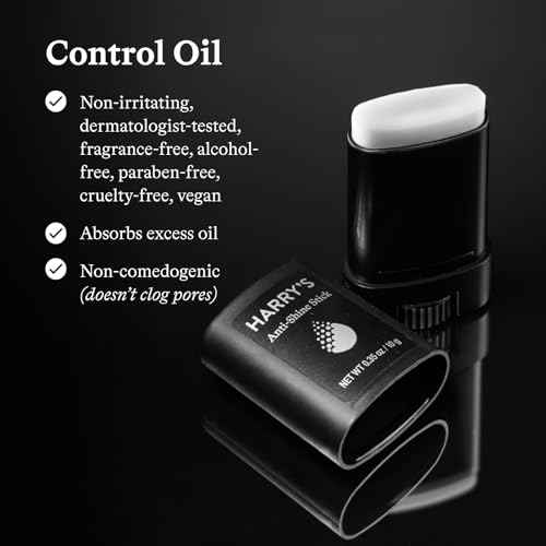 Harry's Anti-Shine Stick for Oily Skin - (2 Pack) 0.35 oz - Controls and Absorbs Oil for Matte Finish - Facial Skin Care for Men