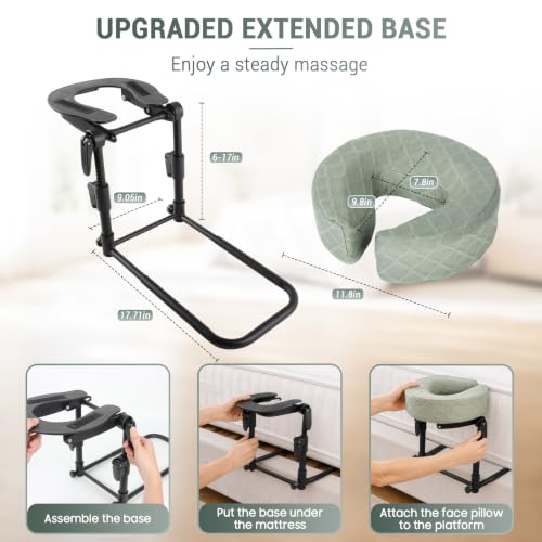 Massage Headrest for Bed - Adjustable Face Cradle (6-17" Mattress)