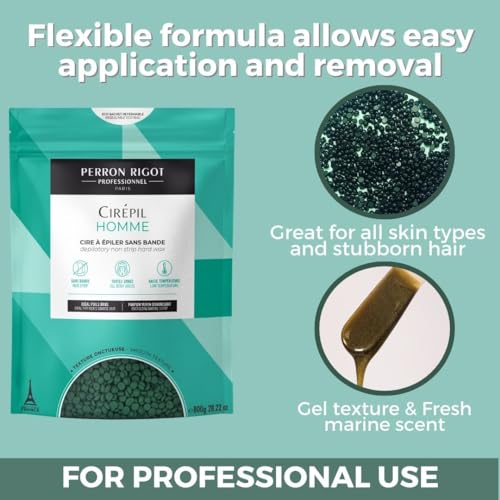 Cirepil - Homme - 800g / 28.22 oz Hard Wax Beads Bag - Strong Grip for Men¡¯s Coarse Hair - Effective Manscaping for Back, Chest & Shoulders - Fresh Marine Scent - Low Temp Refill Bag