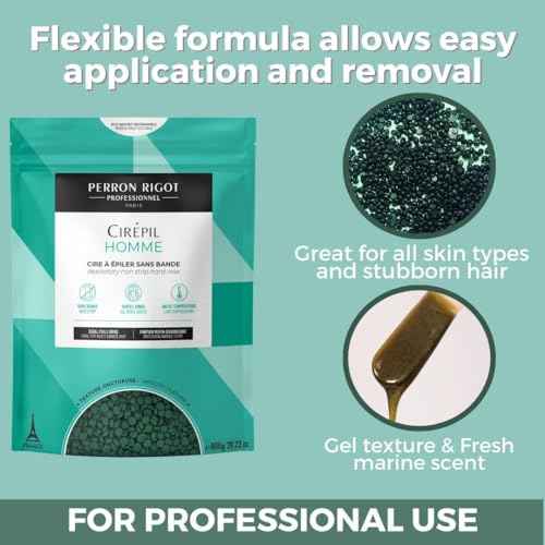 Cirepil - Homme - 800g / 28.22 oz Wax Beads Bag - Fresh Marine Scent - Flexible Formula for Male, Easy Application and Removal