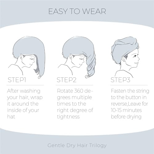 Microfiber Hair Towel with Button - Quick Dry, Anti-Frizz