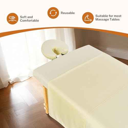 4 Sets Premium Microfiber Massage Table Sheets Set, 3 Piece Set Soft Massage Table Cover, Ultra-Light Massage Sheets Sets Include Flat Sheet, Fitted Sheet, and Fitted Face Rest Cover, Beige