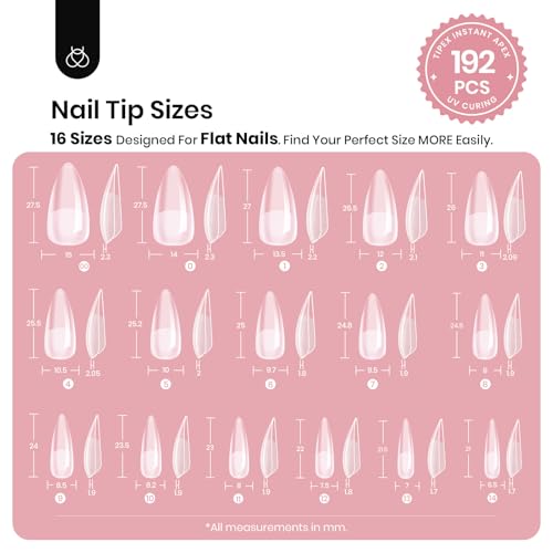 Beetles Apex Nail Tips Medium Stiletto 192pcs 16 Sizes