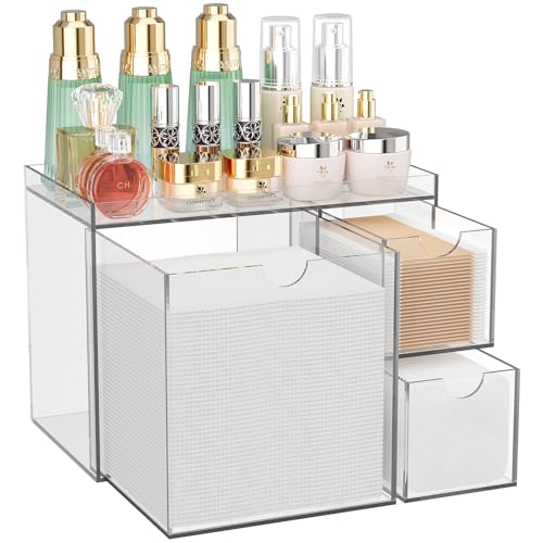 Clear Acrylic Facial Towel Organizer with 3 Drawers
